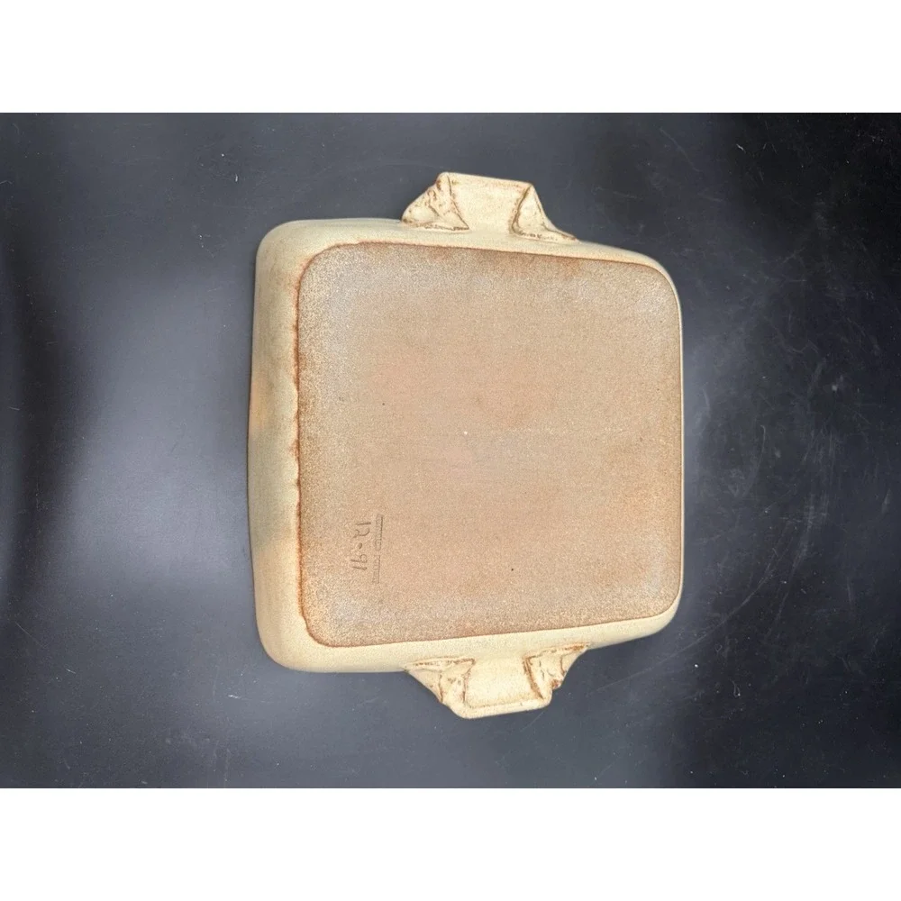Vintage Reynolds Pottery Square Stoneware Baker Casserole Dish w/ Handles